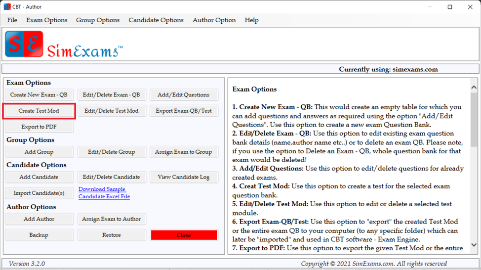 Exam engine help images