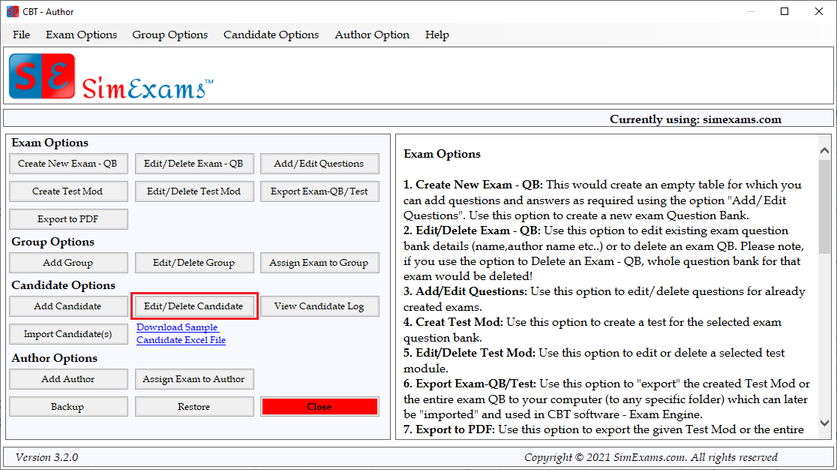 Exam engine help images